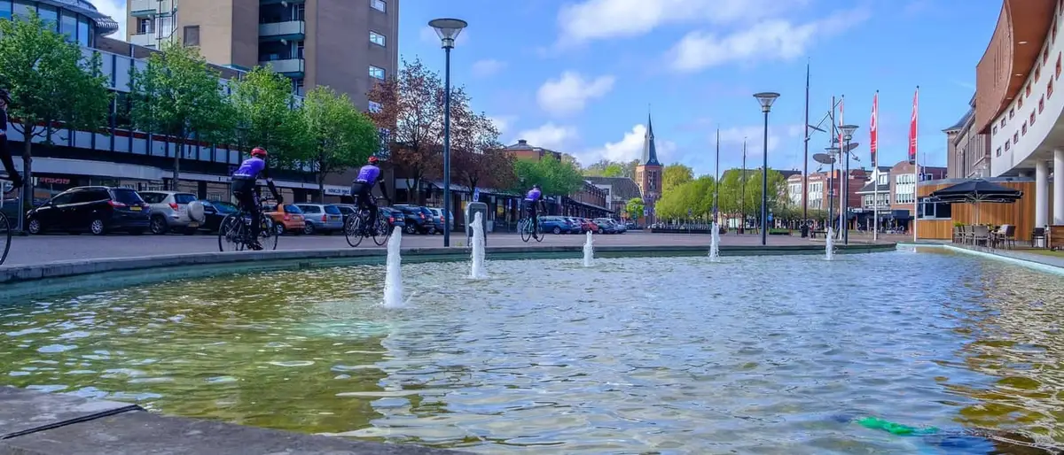 Water en fonteinen in het centrum van Veendam